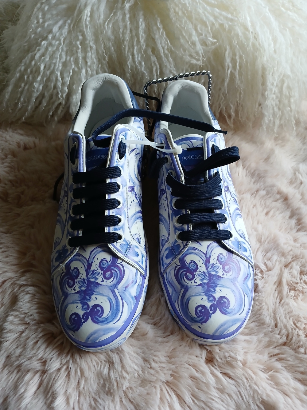 Dolce & Gabbana Women's White & Blue Floral Sneakers